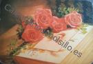 Ramo de rosas y litografía