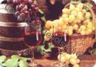 Bodegon de vino con uva